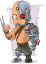 Cartoon cyborg with cool metal details