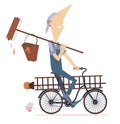 Cartoon cycling painter illustration