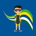 Cartoon cycling player brazilian label