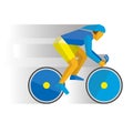 Cartoon cyclist in helmet on a bike, with shadows behind
