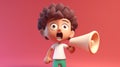 Cartoon 3d character speaking into a megaphone. Royalty Free Stock Photo