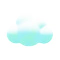 Cartoon 3d colorful fluffy cloud. Vector soft green gradient magic cloud on white background. 3d Render fairy pastel