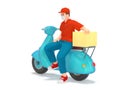 Cartoon 3d delivery man in protection mask, gloves