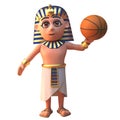 Cartoon 3d Egyptian pharaoh character holding a baskeball Royalty Free Stock Photo