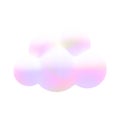 Cartoon 3d holographic fluffy cloud. Vector soft gradient magic cloud on white background. 3d Render fairy pastel bubble