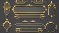 Cartoon 3D modern illustration of game UI frames, medieval gold menu elements, buttons and banners. Royal gui bars for a