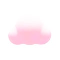 Cartoon 3d pastel fluffy cloud. Vector soft pink gradient magic cloud on white background. 3d Render fairy bubble shape