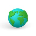Cartoon 3d planet Earth on white background in minimal style. Vector illustration Royalty Free Stock Photo