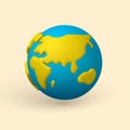 Cartoon 3d planet Earth on white background in minimal style. Vector illustration Royalty Free Stock Photo