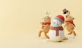 Cartoon 3d render of Snowman and reindeer party Royalty Free Stock Photo