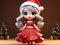 Cartoon 3D Santarina figurine Christmas trees presents Royalty Free Stock Photo
