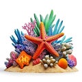 Cartoon 3d star fish on the coral reef Royalty Free Stock Photo