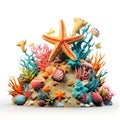 Cartoon 3d star fish on the coral reef Royalty Free Stock Photo