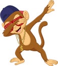 Cartoon dabbing monkey on white background