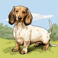 Cartoon Dachshund Dog Portrait In Elegant Inking Style