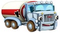 Cartoon damaged industrial cargo truck isolated illustration for children