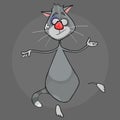 Cartoon dancing cheerful bully street gray cat