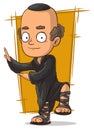 Cartoon dancing monk in black robe