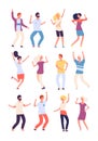 Cartoon dancing people. Happy persons dance, adults woman and man dancers. Party crowd fun isolated vector characters