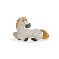 Cartoon dapple-grey horse sleep. Trendy flat design with simple gradient farm animal rest. Kid education vector illustration Royalty Free Stock Photo