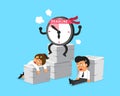 Cartoon deadline clock character and business people