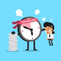 Cartoon deadline clock character and a businessman