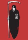 Cartoon Death with scythe and hourglass. Vector Royalty Free Stock Photo