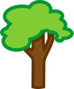 Cartoon deciduous tree with green crown and brown trunk Royalty Free Stock Photo