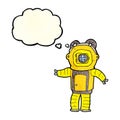 cartoon deep sea diver with thought bubble