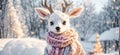 cartoon deer character scarf season christmas celebration greeting december