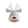 Cartoon Deer Face. 3D icon of a funny smiling deer head isolated on white background. Xmas symbol. Cute Cartoon Design Element for Royalty Free Stock Photo