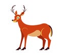 Cartoon deer in flat style isolated on white background. Cute character for children. Vector Royalty Free Stock Photo