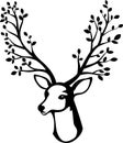 Cartoon Deer head with tree branch horn