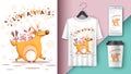 Cartoon deer, rabbit, cat - mockup for your idea