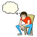 cartoon dejected man with thought bubble Royalty Free Stock Photo