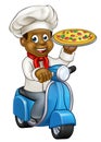 Cartoon Delivery Scooter Pizza Chef Royalty Free Stock Photo