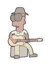 Cartoon delta blues man with slide Royalty Free Stock Photo
