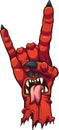 Cartoon demon hand making the devil horns hand sign