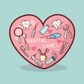 Cartoon dental tool and teeth Royalty Free Stock Photo