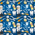 Cartoon dentist tool seamless pattern