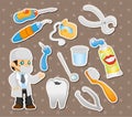 Cartoon dentist tool stickers Royalty Free Stock Photo