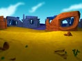 Cartoon desert and monument valley background - 3D Illustration