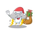 Cartoon design of cloud stormy Santa with Christmas gift