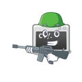 A cartoon design of command window Army with machine gun