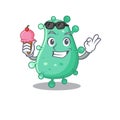 Cartoon design concept of agrobacterium tumefaciens having an ice cream