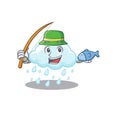 Cartoon design concept of cloudy rainy while fishing