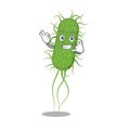 Cartoon design of e.coli bacteria with call me funny gesture