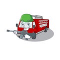 A cartoon design of fire truck Army with machine gun