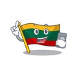 Cartoon design of flag lithuania speaking on a phone