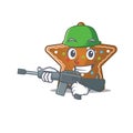 A cartoon design of gingerbread star Army with machine gun Royalty Free Stock Photo